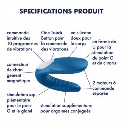 Satisfyer Vibro Partner Whale 6 x 2.3 cm Bleu